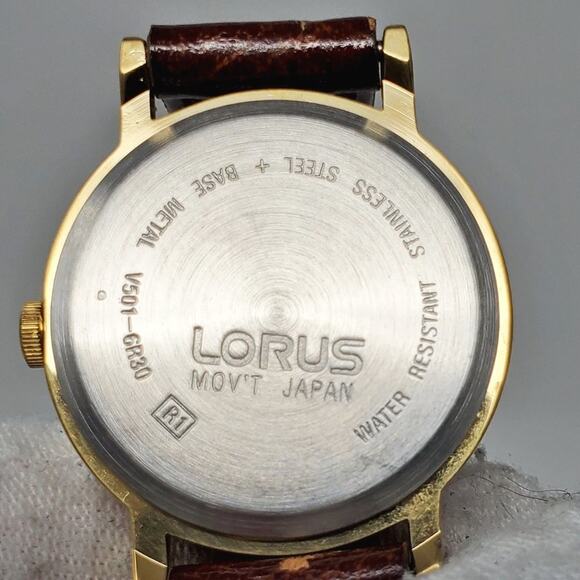 Disney X Lorus Mickey Mouse Gold Watch Vintage Brown Leather